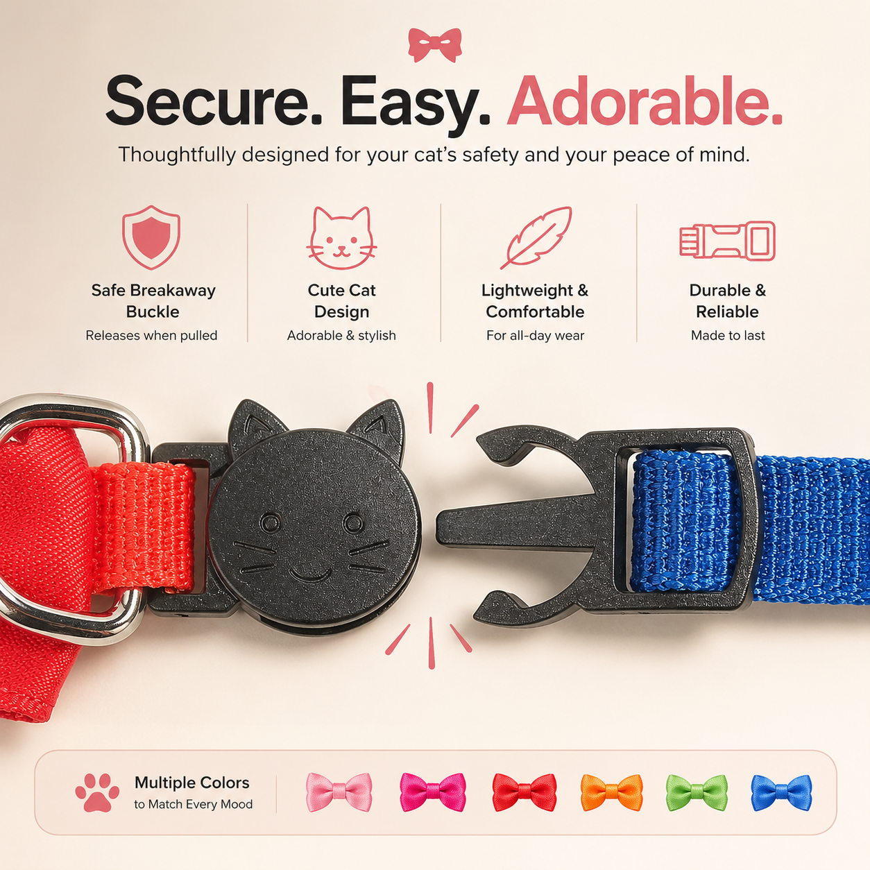 Collier Nœud Papillon pour Animaux, en Nylon, Multicolore, Réglable, avec Clochette, Décoration pour Animaux de Compagnie