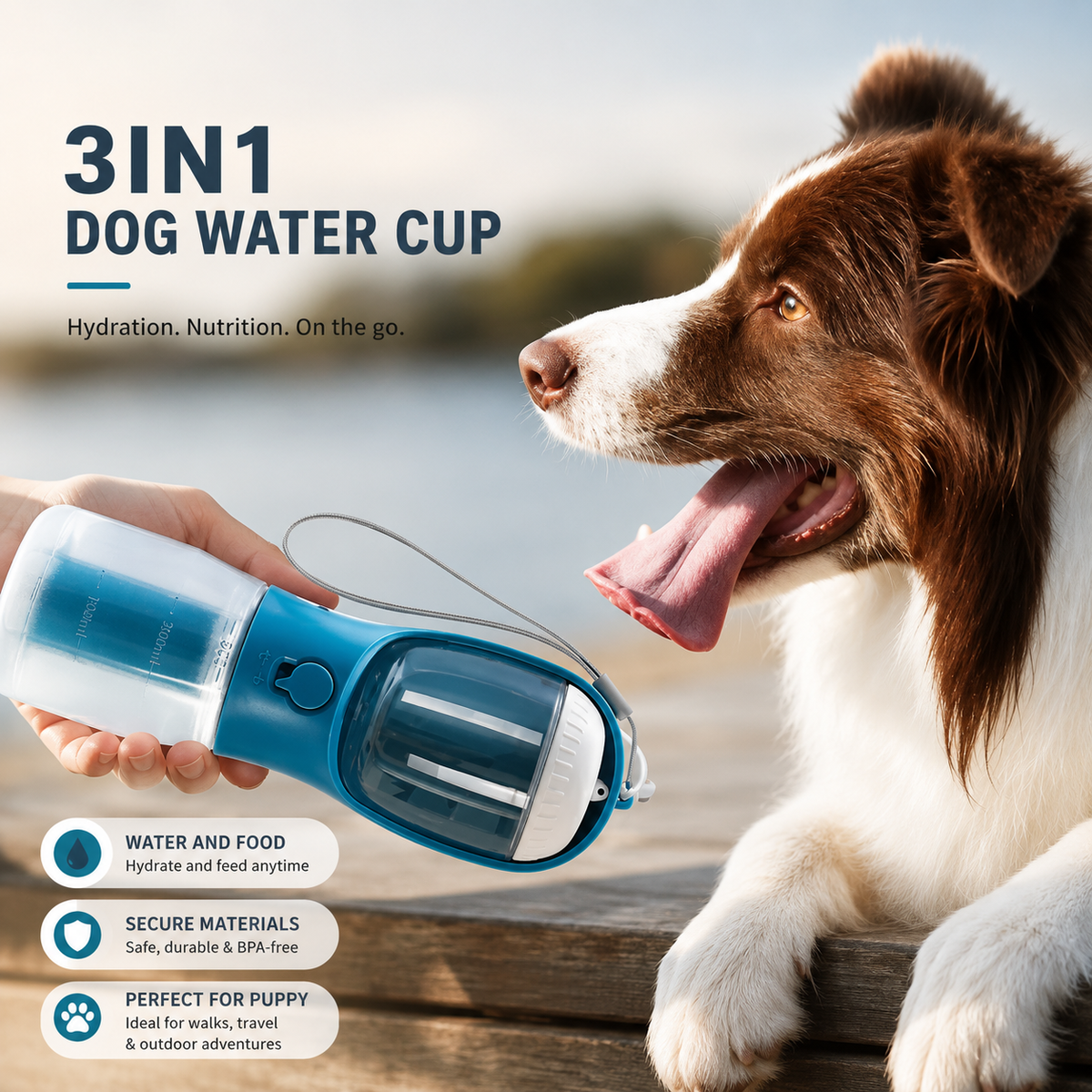 3-in-1 Portable Dog Water Bottle