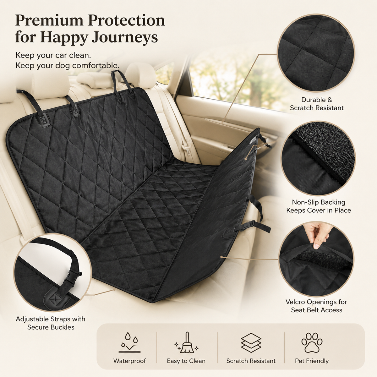 Dog Car Seat Hammock Protector Mat