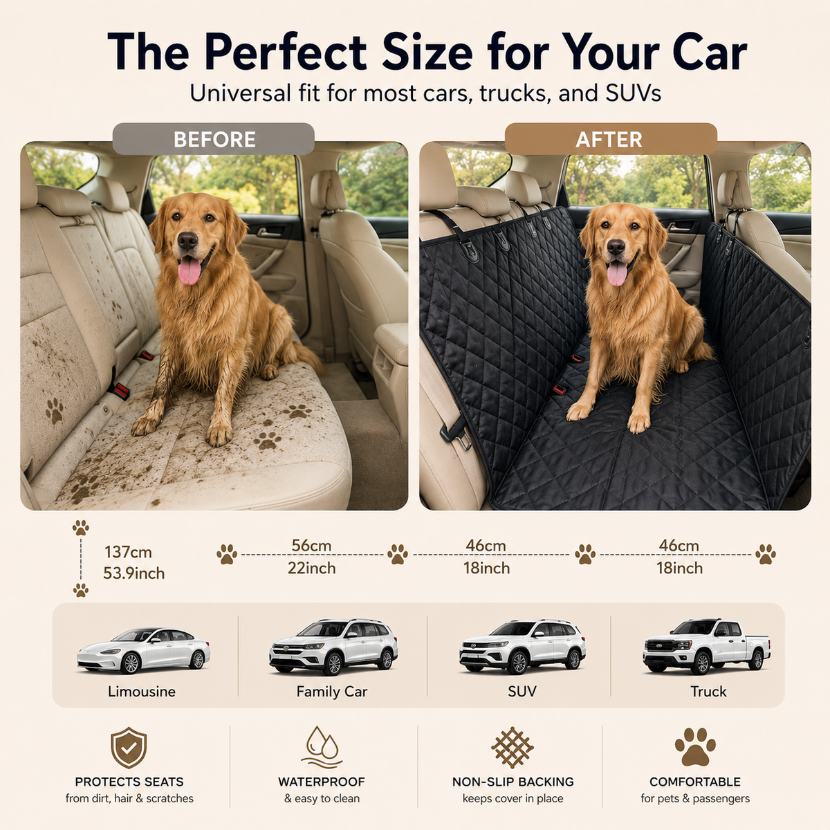 Dog Car Seat Hammock Protector Mat