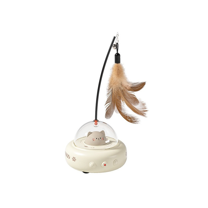 Electric UFO Cat Teaser Toy with Bell product view for dogs and cats by Pawszozo