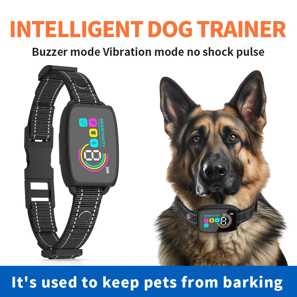 Rechargeable Anti-Bark Dog Training Collar product view for dogs and cats by Pawszozo
