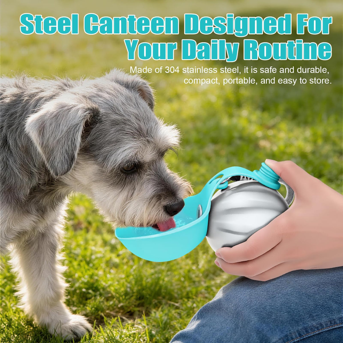 Portable Stainless Steel Dog Water Bottle from Pawszozo for dog owners