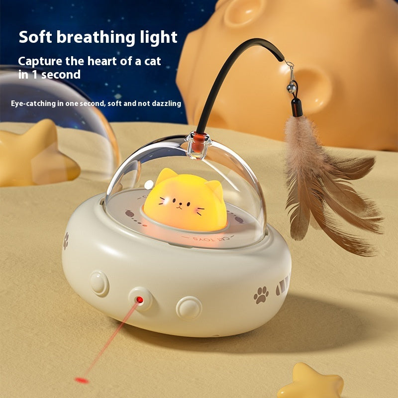 Electric UFO Cat Teaser Toy with Bell variant view for dogs and cats by Pawszozo