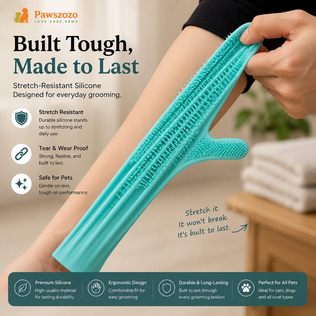 Pet Grooming Glove for Cats & Dogs