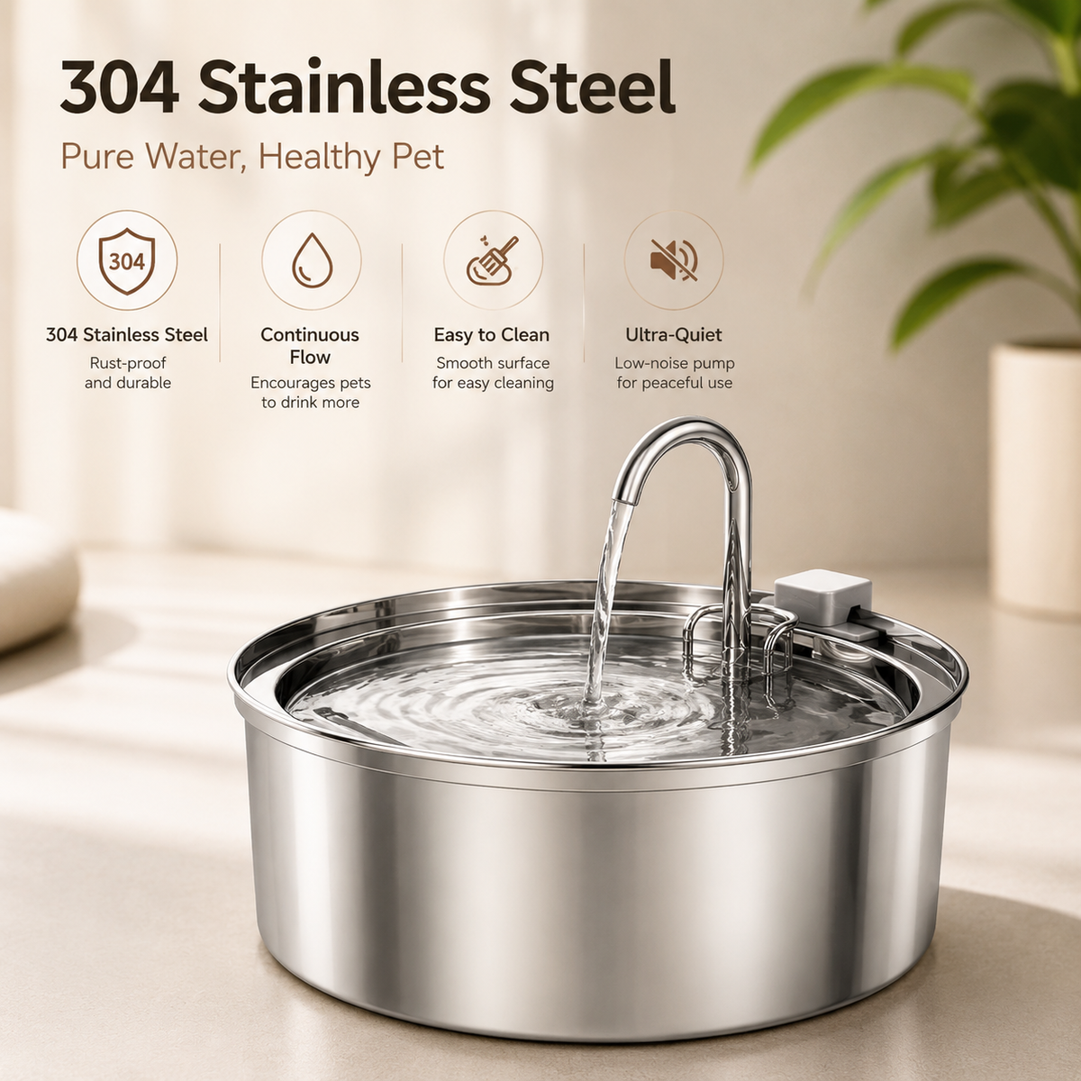 Stainless Steel Automatic Pet Water Fountain
