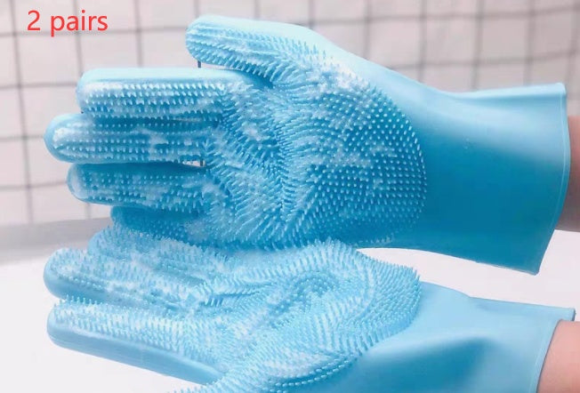 Pet Grooming Glove – Silicone Bath Brush for Dogs Cats Hair Removal Cleaning
