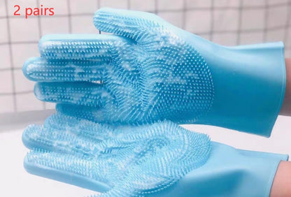 Pet Grooming Glove – Silicone Bath Brush for Dogs Cats Hair Removal Cleaning