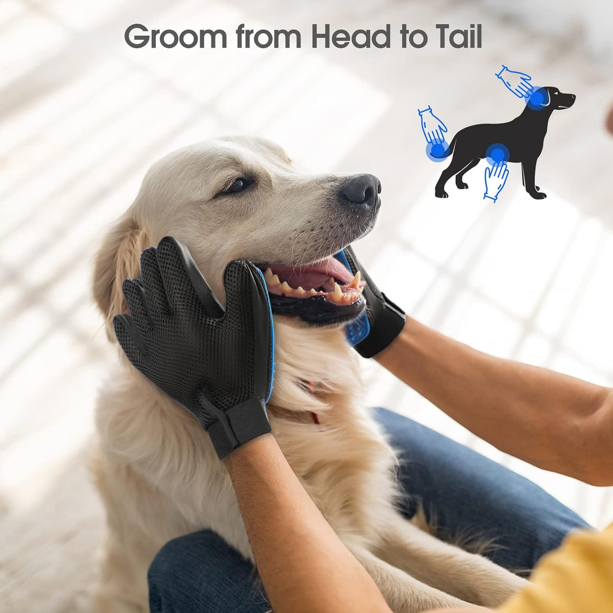 Pet Hair Remover Grooming Gloves from Pawszozo for dog and cat owners