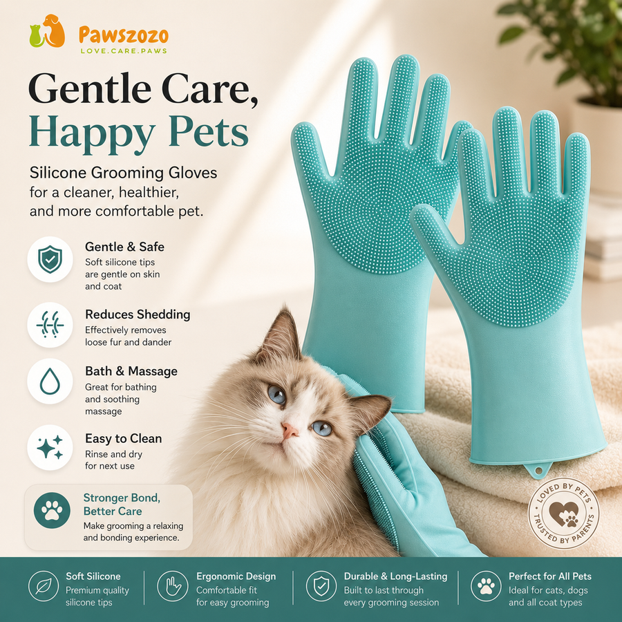 Pet Grooming Glove for Cats & Dogs