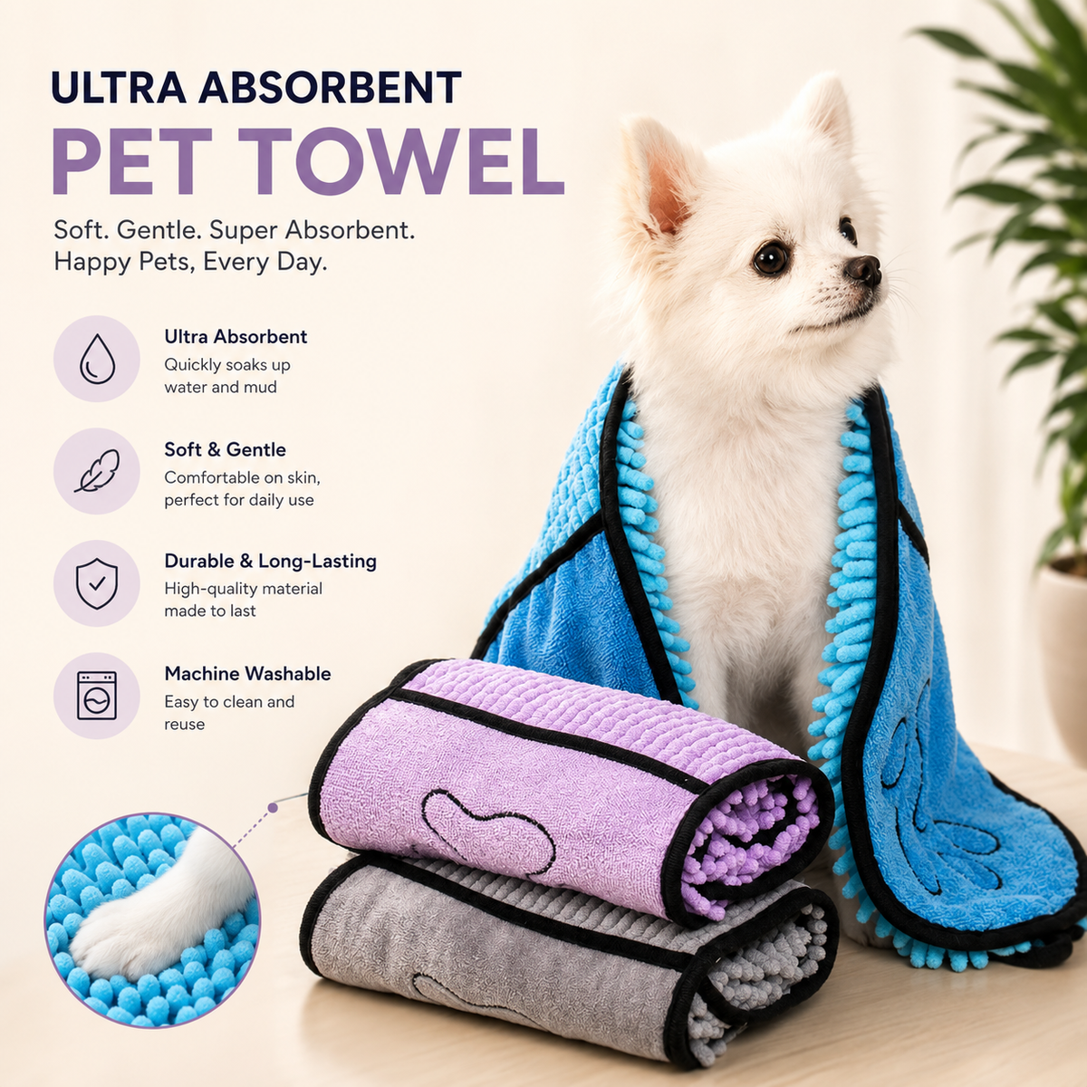 Microfibre Quick-Dry Pet Towel