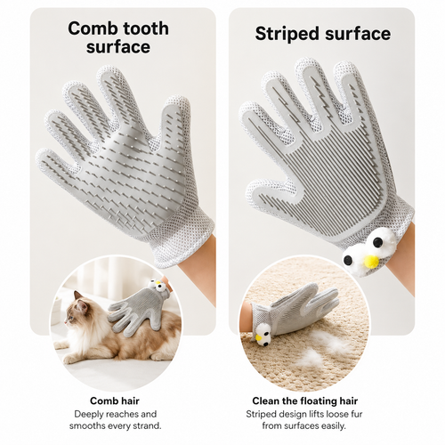 2-in-1 Pet Grooming Gloves & Brushes.