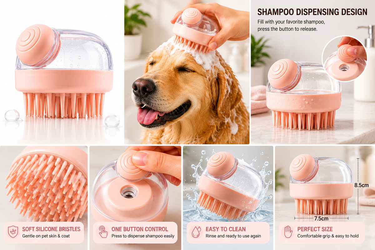 Silicone Pet Bath Scrubber Brush