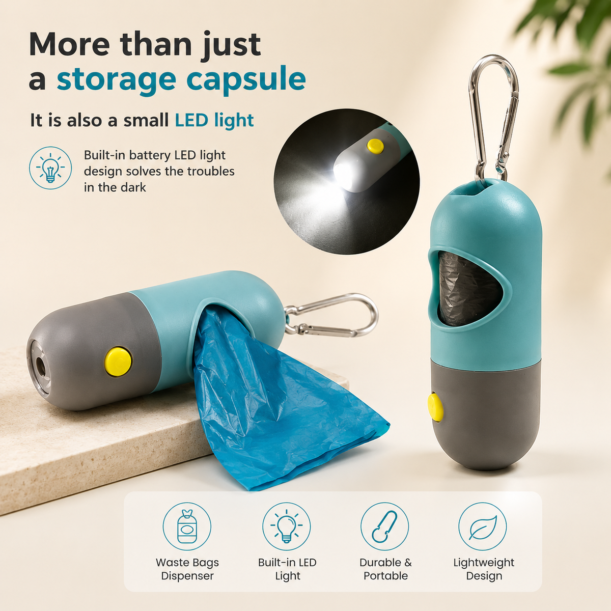 LED Light Pet Waste Bag Dispenser