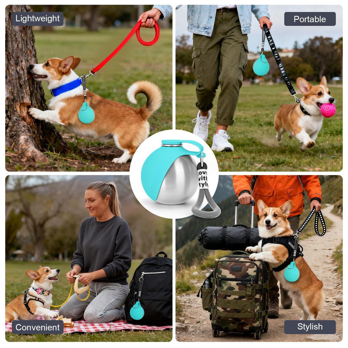 Portable Stainless Steel Dog Water Bottle from Pawszozo for dog owners