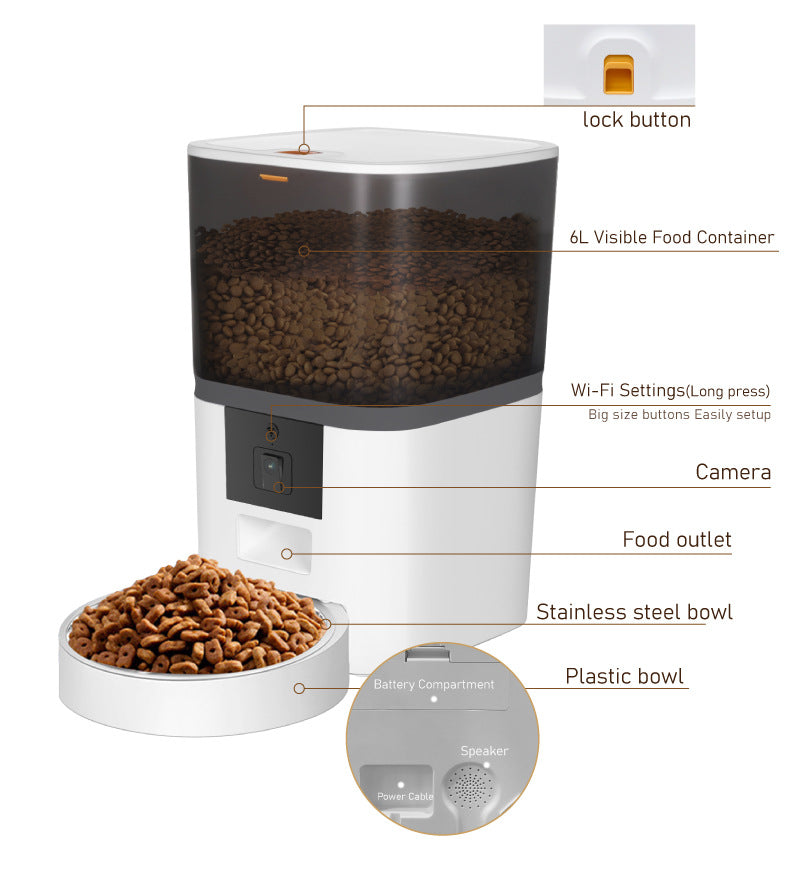 Smart Video Camera Pet Feeder close-up for dogs and cats by Pawszozo