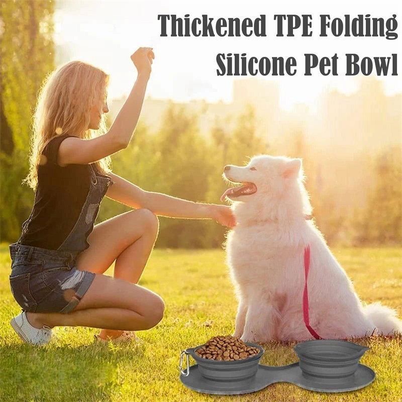 Foldable Double Pet Travel Feeding Bowl variant view for dogs and cats by Pawszozo
