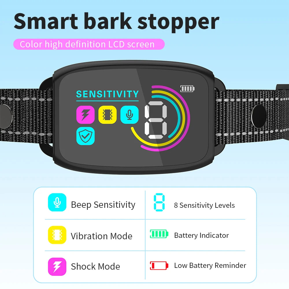 Rechargeable Anti-Bark Dog Training Collar lifestyle use for dogs and cats by Pawszozo