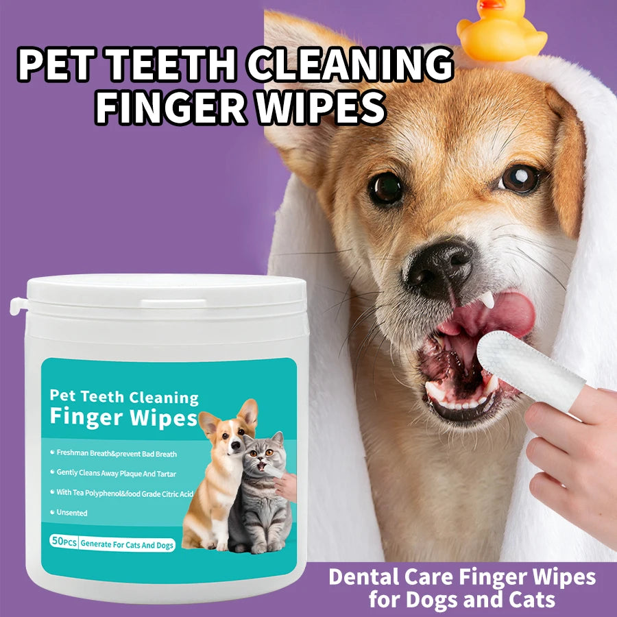 Pet Teeth & Ear Cleaning Wipes product view for dogs and cats by Pawszozo
