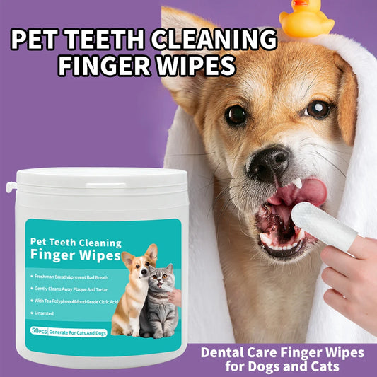 Pet Cleaning Wipes & Finger Toothbrush Set – Ear & Teeth Care