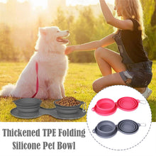 Foldable Double Pet Travel Feeding Bowl detail view for dogs and cats by Pawszozo