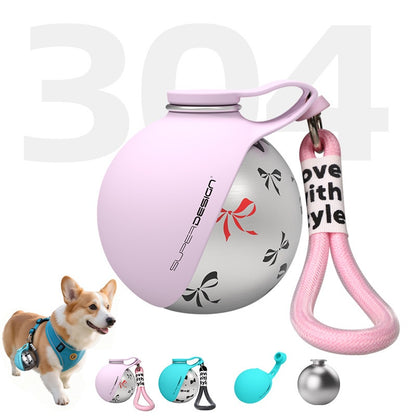 Dispenser Portable Dog Water Bottle – 2-in-1 Stainless Steel  Water Dispenser
